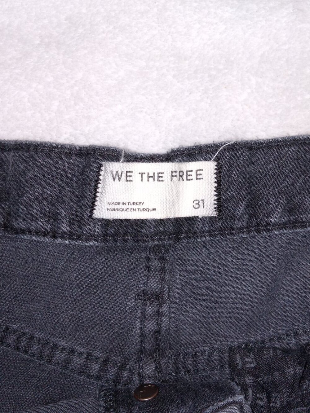We The Free Women’s Sz 31 High Rise Wide-Leg Jeans Black Dark Wash Denim Button - Picture 8 of 14